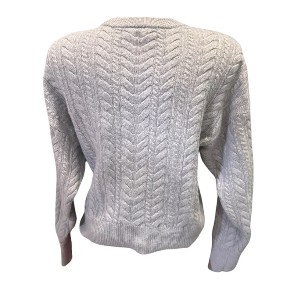 Sweaty Betty Women's Cable Cashmere Wool Blend Sweater Size Large Lavender Gray